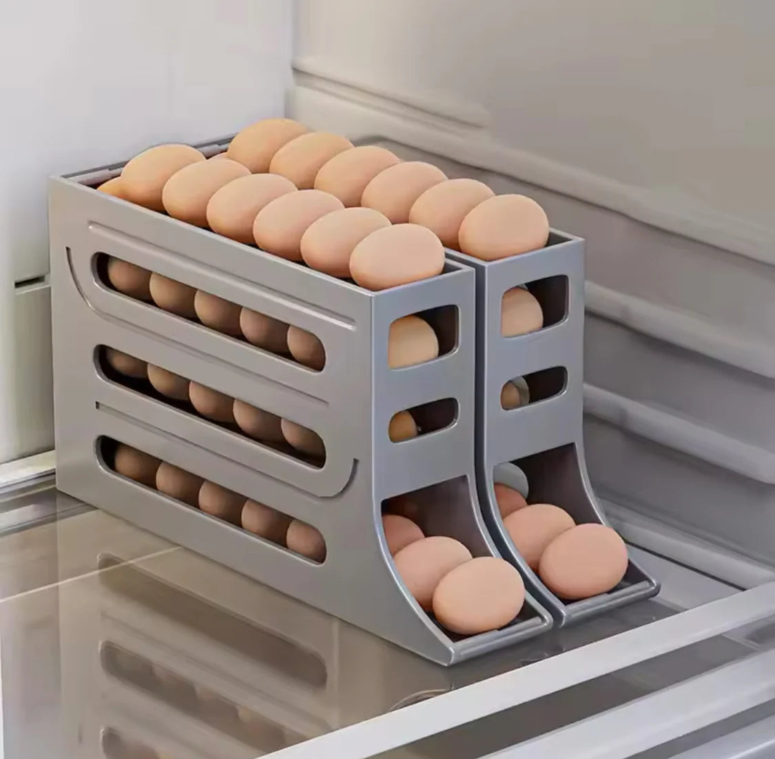 Automatic Rolling Egg Holder Rack Storage Box