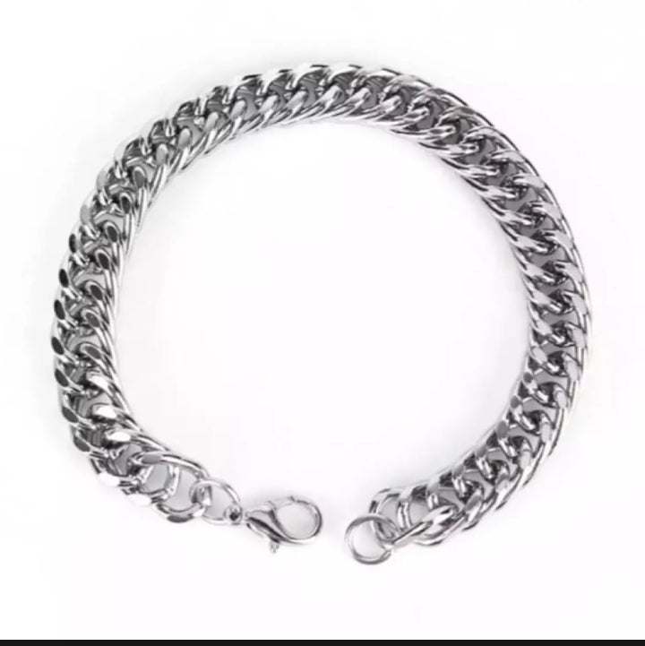 Stylish Men & Women Cuban Link Chain Spinner Ring and Bracelet Jewelry Sets Stainless Steel Reliever Gift Worry Accessories