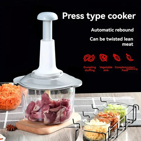 Multifunctional Manual Hand-Push Chopper & Cutter – Perfect for Effortless Vegetable & Meat Prep!